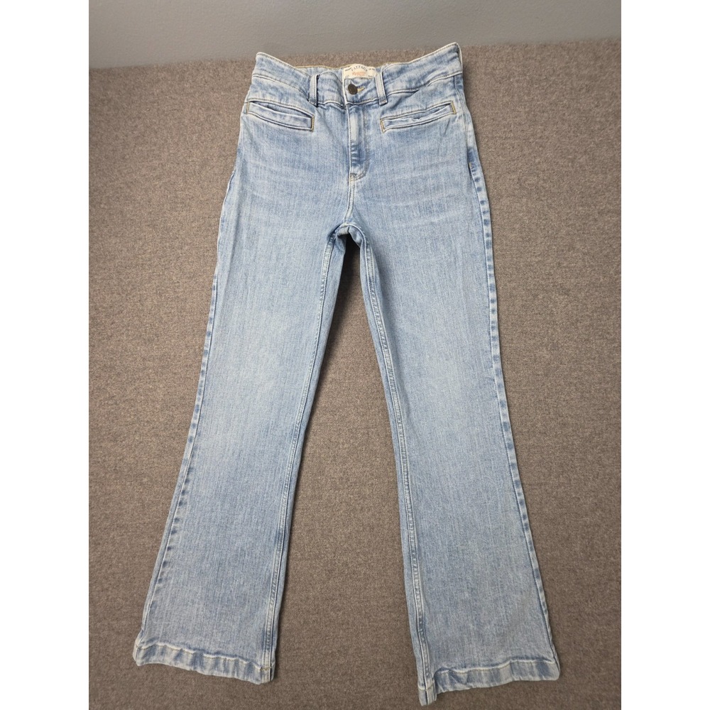 Fat Face Fly Flare Jeans Womens UK 10R Blue Denim Light Wash Stretch Streetwear